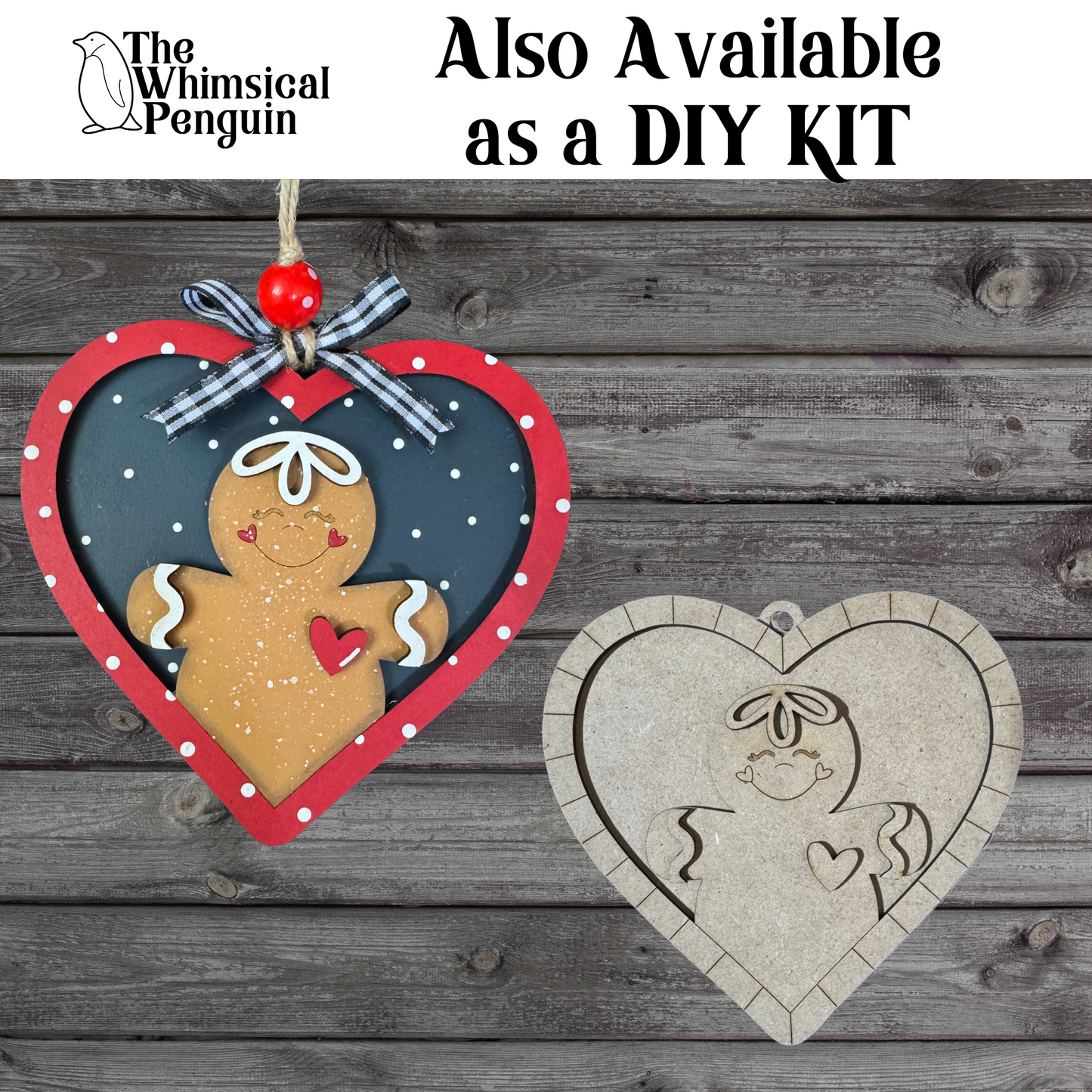 Gingerbread Man Heart Ornament