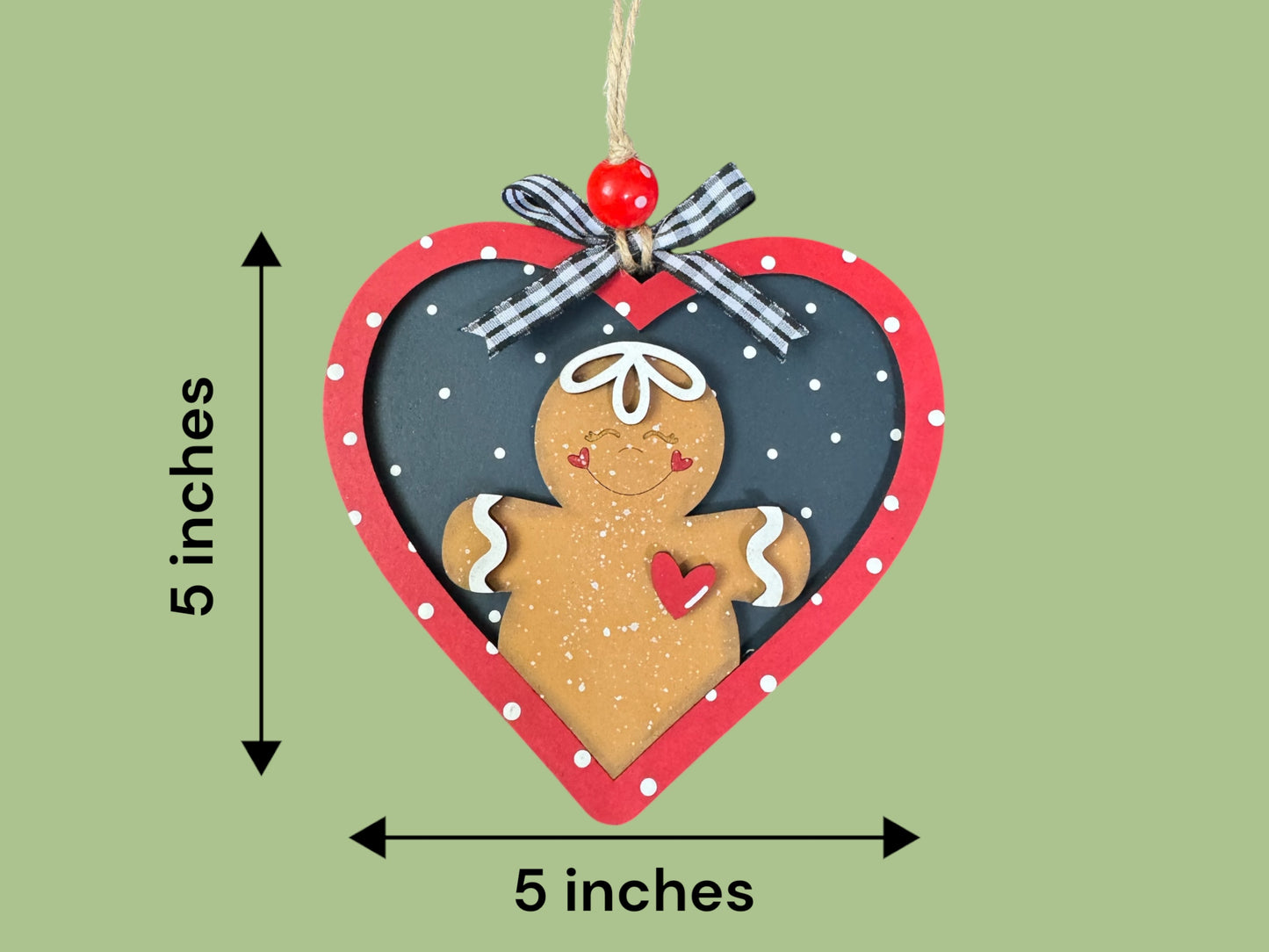 DIY Gingerbread Man Heart Christmas Ornament