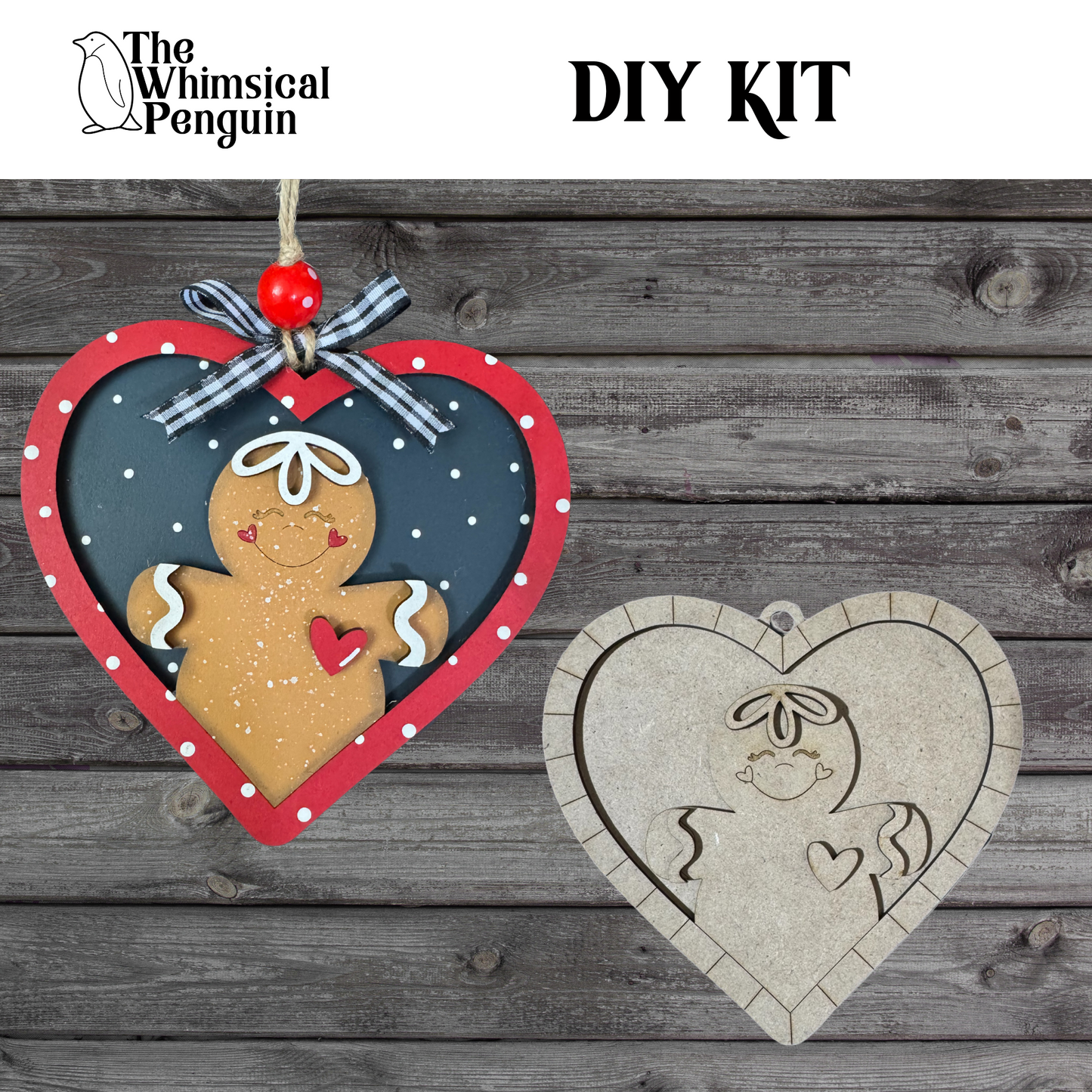 DIY Gingerbread Man Heart Christmas Ornament