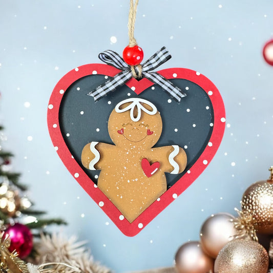 Gingerbread Man Heart Ornament